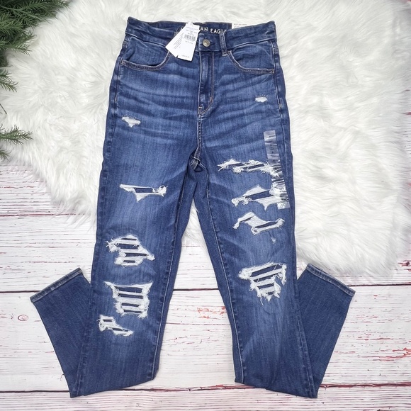 👖NWT🤩 |•AMERICAN EAGLE•| Curvy Super Hi-Rise Jegging Jeans Size 6 Long👖 - Picture 1 of 12